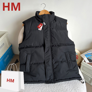 HM运动旗舰店 反季清仓羽绒马甲加厚保暖青春时尚纯色立领马甲