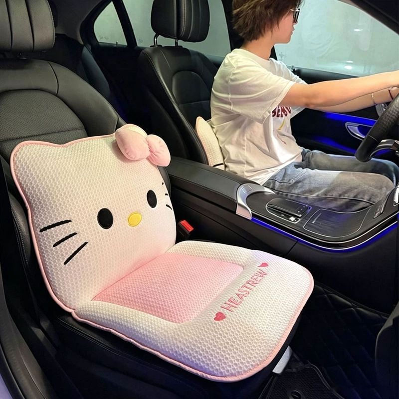 可爱汽车坐垫坐垫通用Kitty卡通四季立体透气座套座椅驶坐垫增高