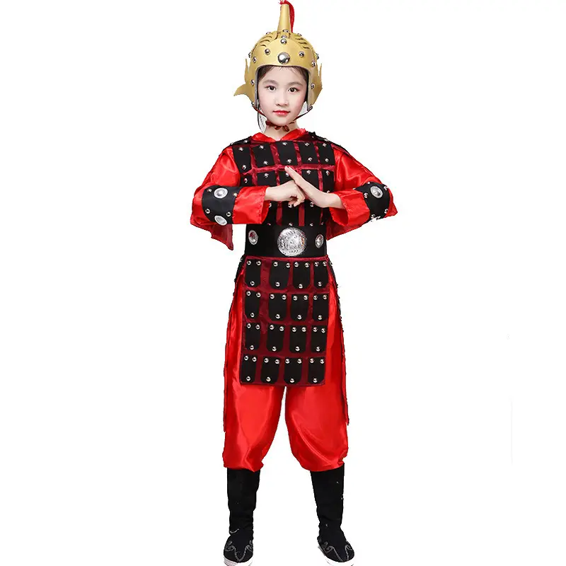 儿童古代士兵演出服男女童盔甲