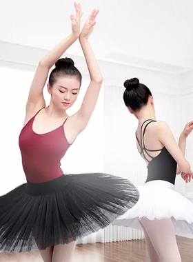 芭蕾TUTU裙成人半身裙女黑色7层硬纱裙带内裤白色芭蕾舞蹈练功裙