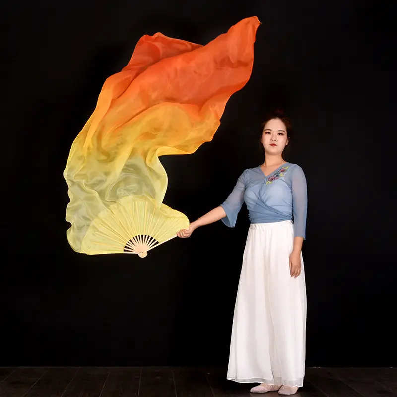 真丝舞蹈扇子古典舞中国风黄橙
