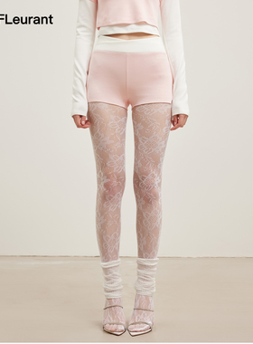 JAC FLEURANT2026春夏新款白粉拼色短裤女高腰松紧腰时尚修身