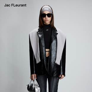 百搭外套 针织pu皮西服女时尚 JAC FLEURANT2025秋冬新款