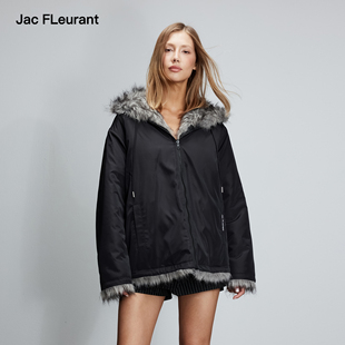 JAC 两面穿毛绒黑色派克夹克女士外套 FLEURANT2025秋冬新品