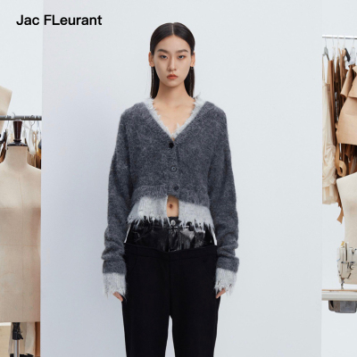 JAC FLEURANT【徐璐 白鹿  同款】 百搭款拼色破坏短款开衫