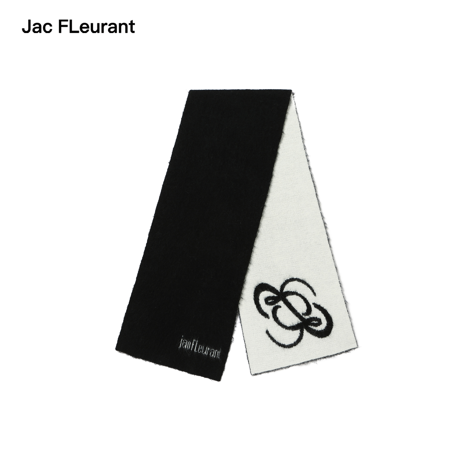 JAC FLEURANT2025秋冬新品黑色LOGO围巾时尚双面氛围感