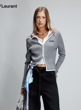 JAC FLEURANT【张靓颖同款】撞色海军领假两件拉链针织羊毛衫