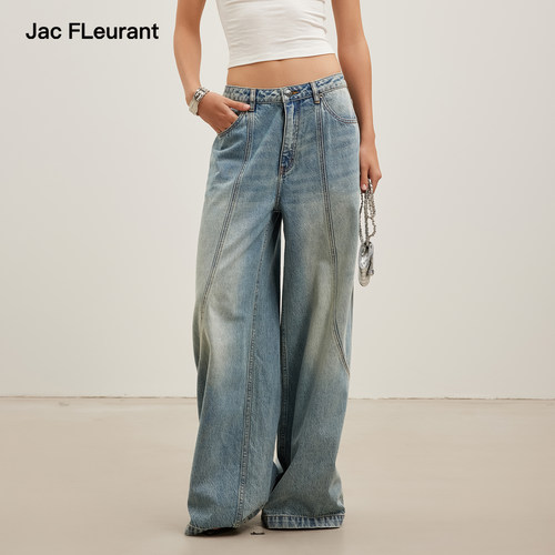 周深/胡夏同款JAC FLEURANT2026秋季新款背后烫钻牛仔裤阔腿裤