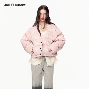 保暖冬装 拼接针织假两件羽绒服女宽松时尚 FLEURANT2025新款 JAC