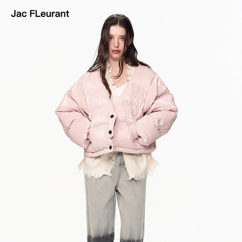 JAC FLEURANT新款拼接针织假两件羽绒服女宽松时尚保暖冬装