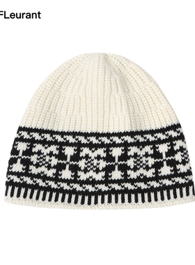 JAC FLEURANT新品费尔岛提花针织羊毛冷帽女士冬季帽子