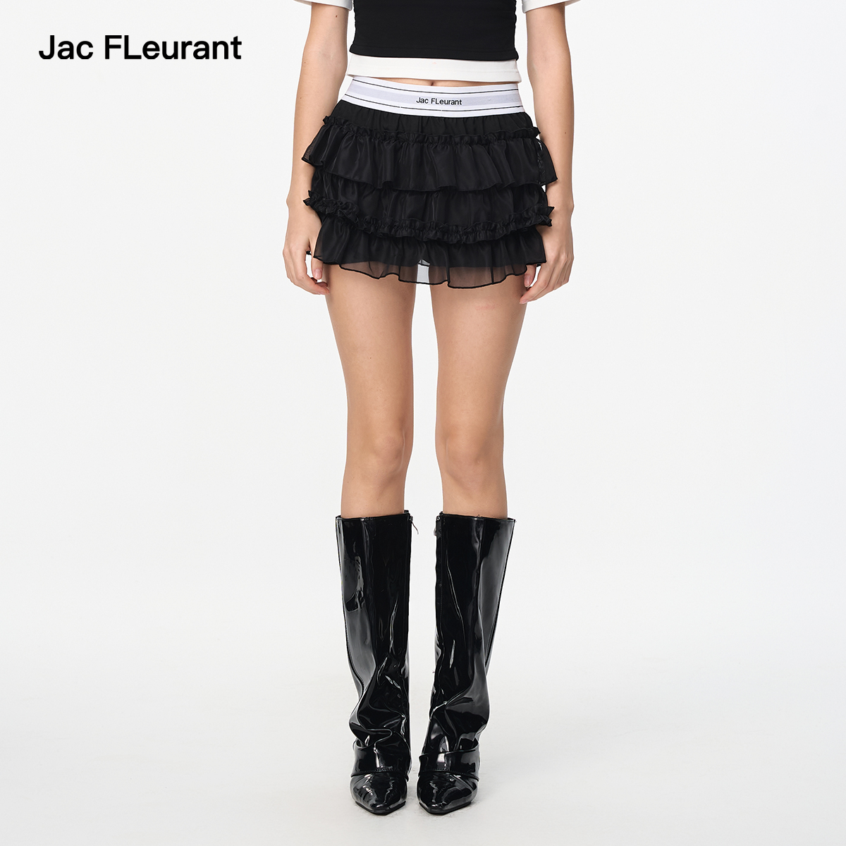 JAC FLEURANT2025春夏新品芭蕾风松紧织带高腰女蛋糕半身短裙裤