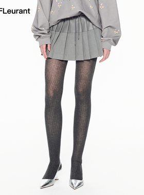 JAC FLEURANT【2026新年限定】灰色松紧腰拼接百褶短裙时尚简约