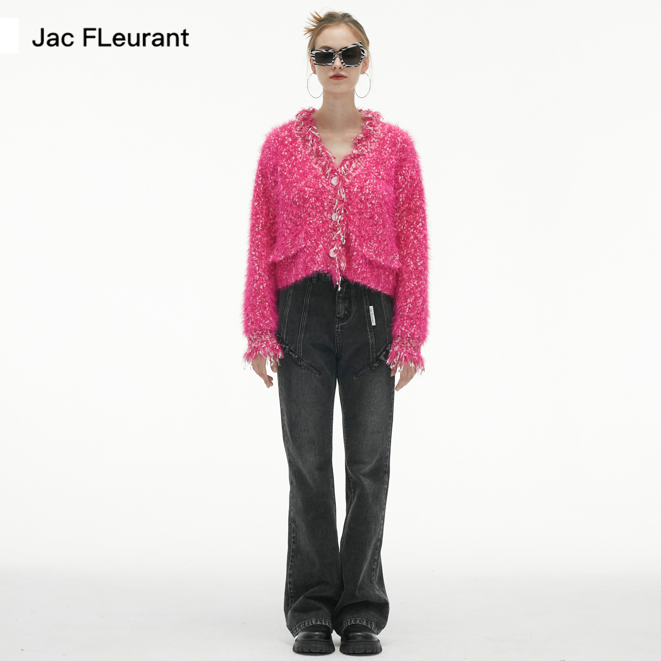 JAC FLEURANT【杨超越 郑合惠子同款】麦穗流苏秋冬气质短开衫