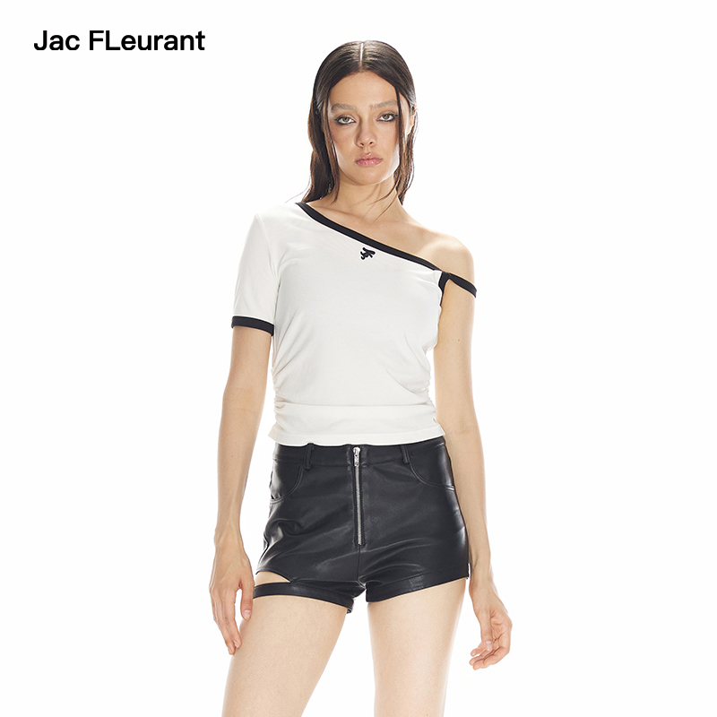 不对称甜酷JACFLEURANT斜肩上衣