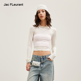 上衣女士打底 拼色吊带抹胸真两件长袖 JAC FLEURANT2026春夏新款