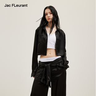 套装 JAC 松紧LOGO绑带裤 黑色醋酸短衬衫 FLEURANT2026春夏新品