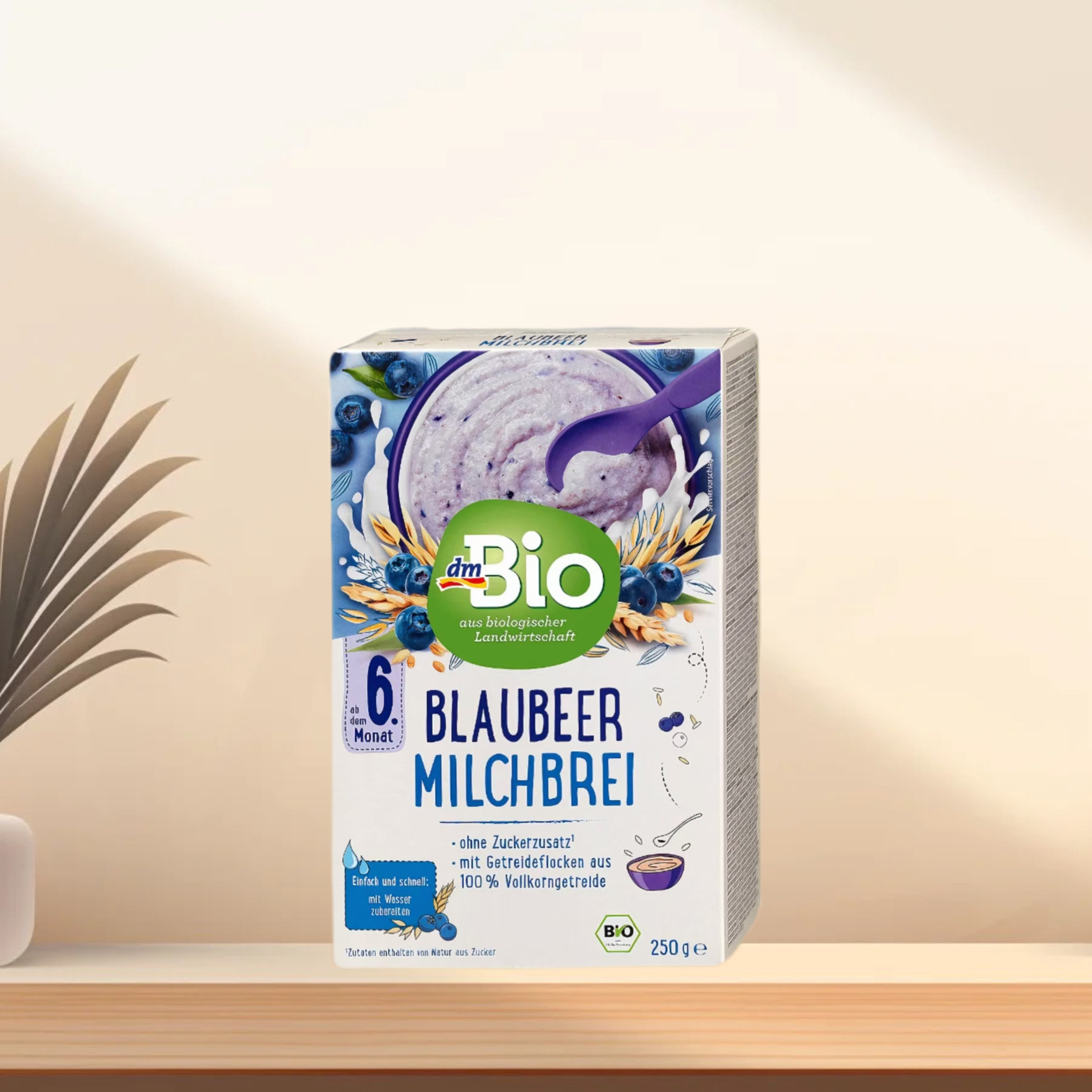 「全场300包邮」德国发货dm bio6个月+有机蓝莓牛奶麦片米糊250g