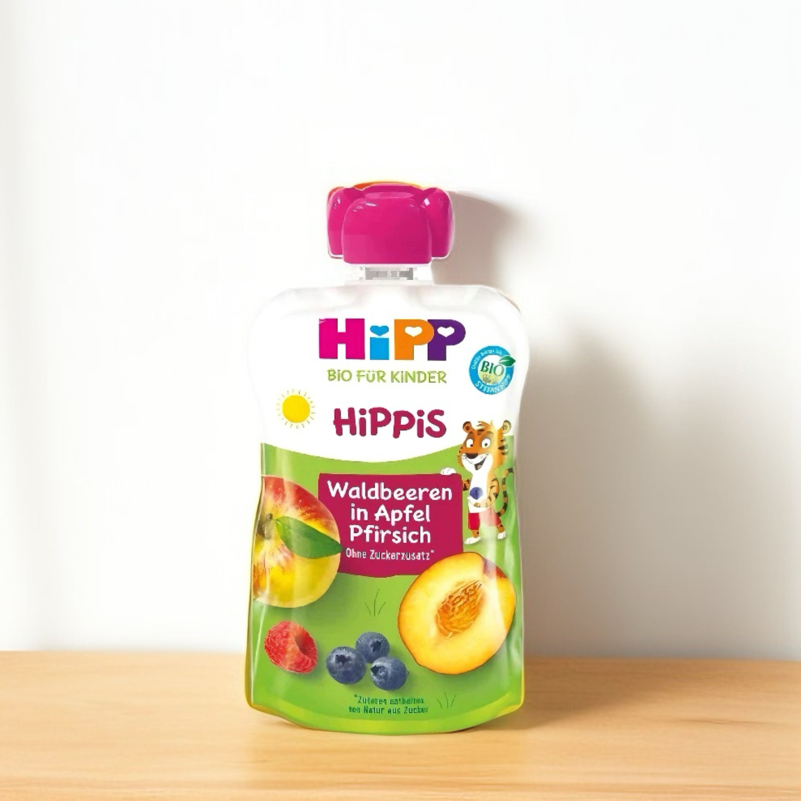 「满300包邮」德国hipp喜宝1岁+有机苹果莓果桃子果泥吸吸乐100g