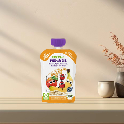 「满300包邮」德国freche freunde有机水果配燕麦果泥吸吸乐100g