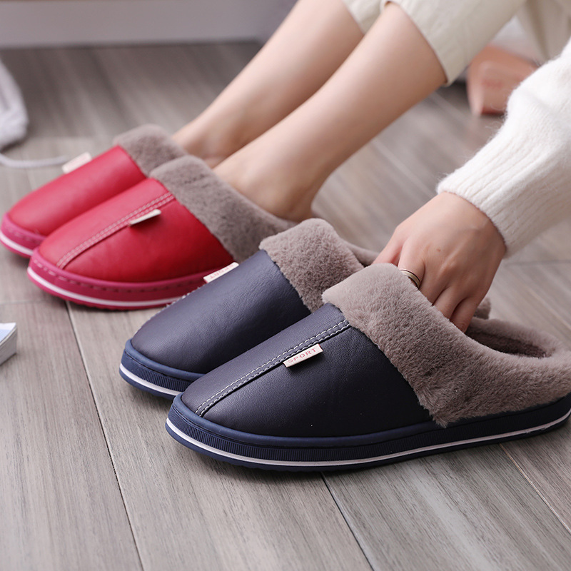 新品home slippers Winter Plush Keep Warm Flat Slides Men Wom