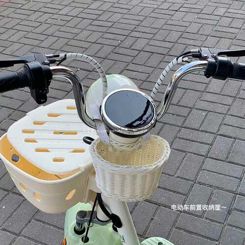 电动车前置挂包藤编车筐电瓶车自行车通用款多功能置物收纳筐神器
