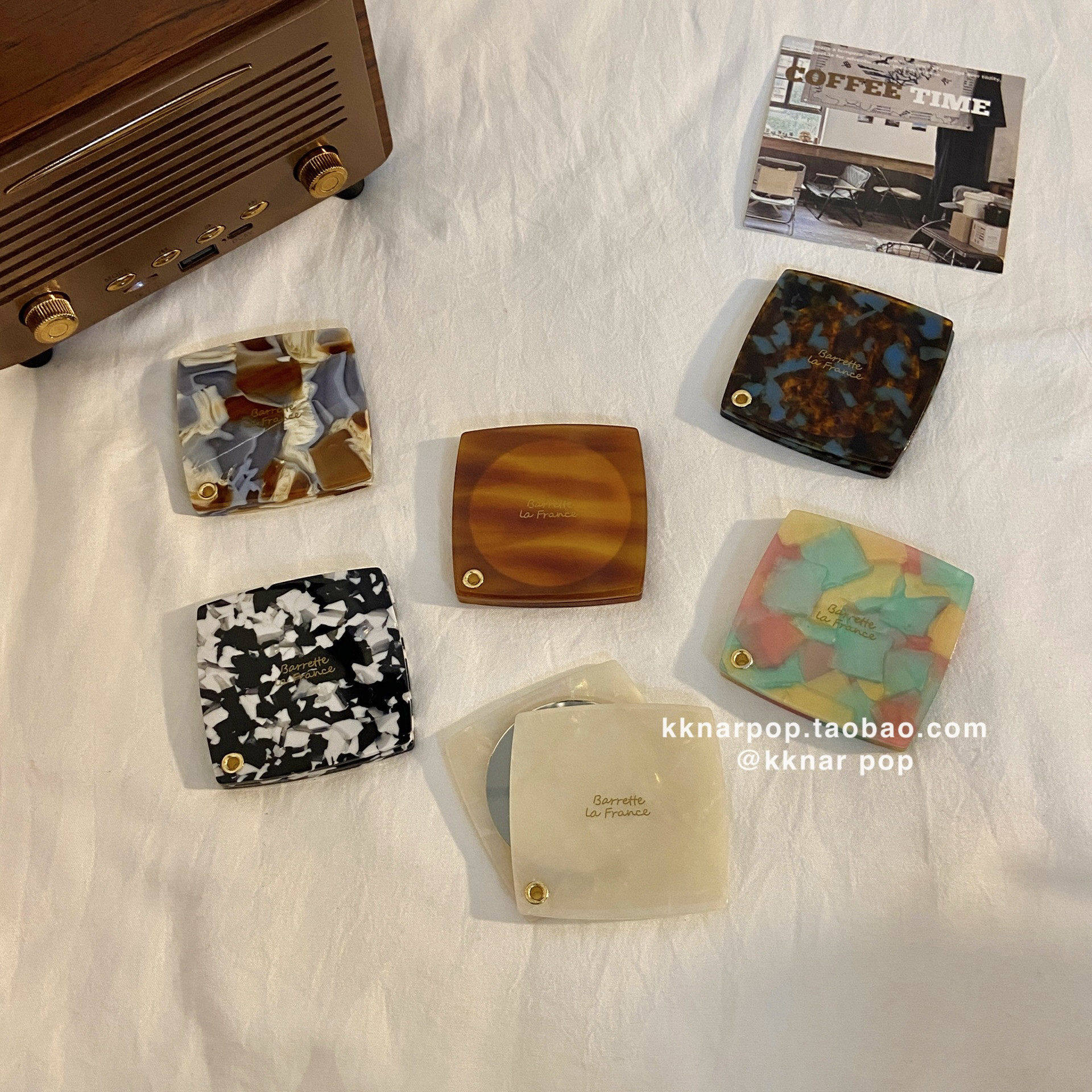 醋酸旋转小镜子迷你便携式高级简约旅行方形手持小巧补妆镜子新款