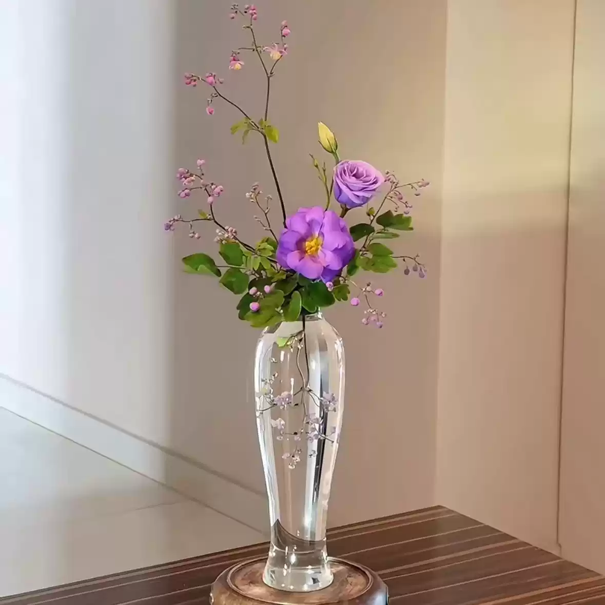 新中式玻璃透明花瓶禅意观音梅瓶