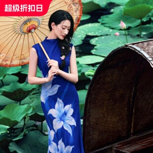 海岛绝美沙滩长裙修身海边渡假连衣裙气质高级感复古无袖气质优雅