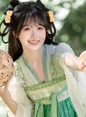 2025新款女日常可穿齐胸襦裙一片式春夏汉服绿色小清新凌妙妙cos