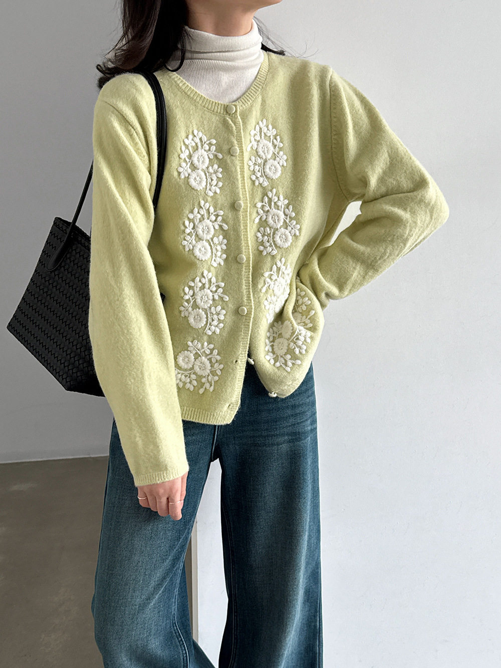 法式田园风重工刺绣立体勾花针织开衫软糯毛衣女春秋冬外套小个子