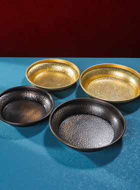 水财神底盘纯铜鎏金水供底盘五路财神供奉盘摆件藏传密宗水供底盘