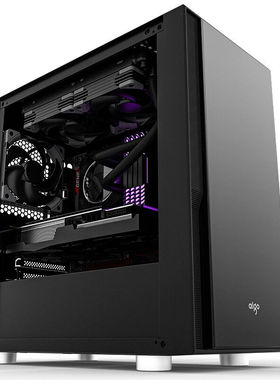 爱国者(aigo)YOGOM100降噪版黑色主动式防尘电脑机箱M-ATX主板/