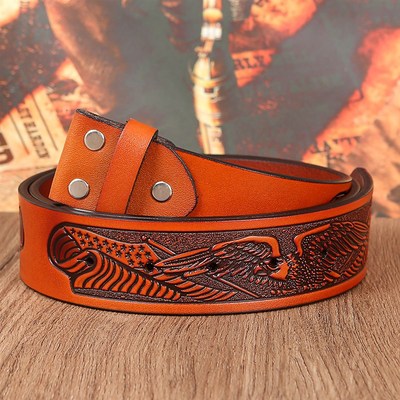 Western denim print replacement leather pattern belt men and
