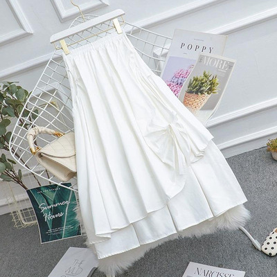 Spring Sweet Elegan Solid Color High Waist Bow Tie Setwear I