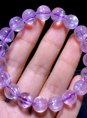 天然紫锂辉石手链男女冰种薰衣草紫锂辉水晶皇后手串强光猫眼单珠