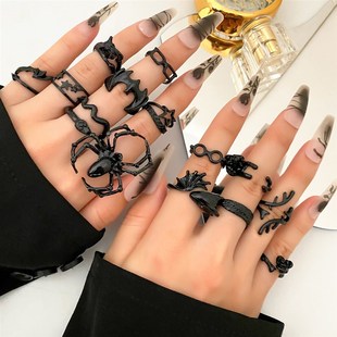 Spider Skull Ring Bat Gothic Rings for Women Halloween Punk