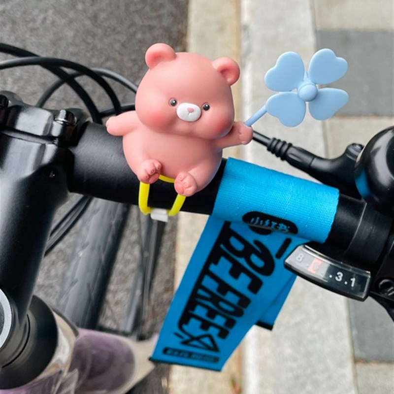 自行车可爱风车娃娃装饰小配件山地电动车机车啪啪圈小配饰摆件