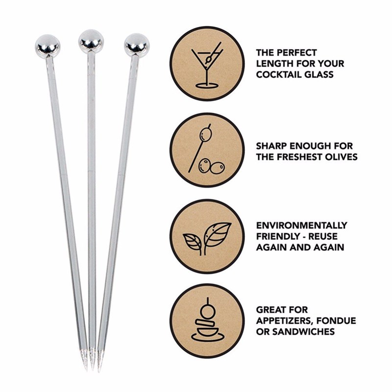 Goldbaking 20 Pieces Stainless Steel Cocktail Picks Fruit T