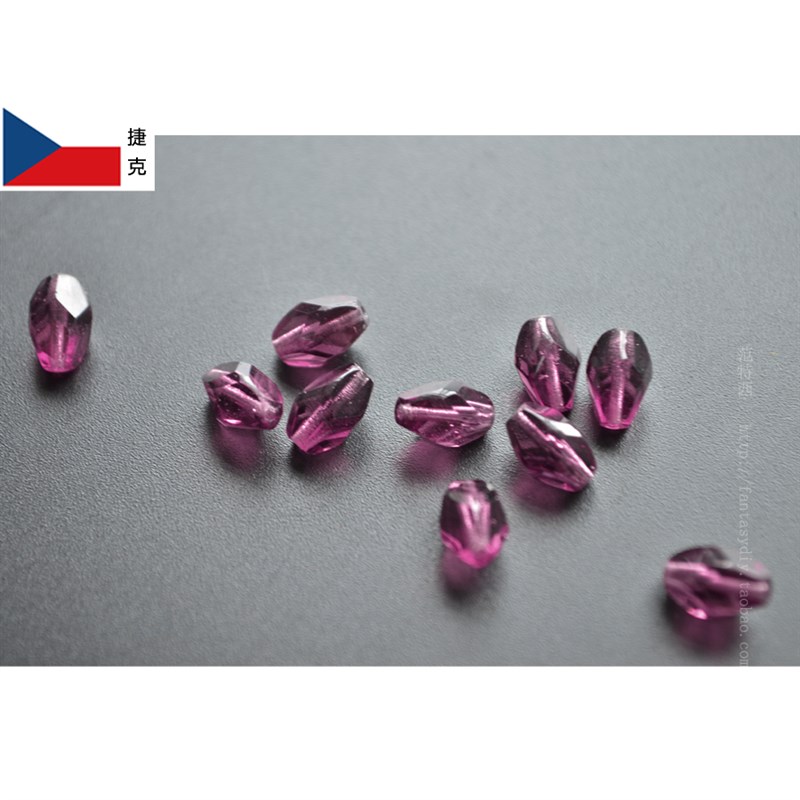 OLN紫晶  9*6mm椭圆切割捷克玻璃异形火烧珠 手工diy绕线珠串编织