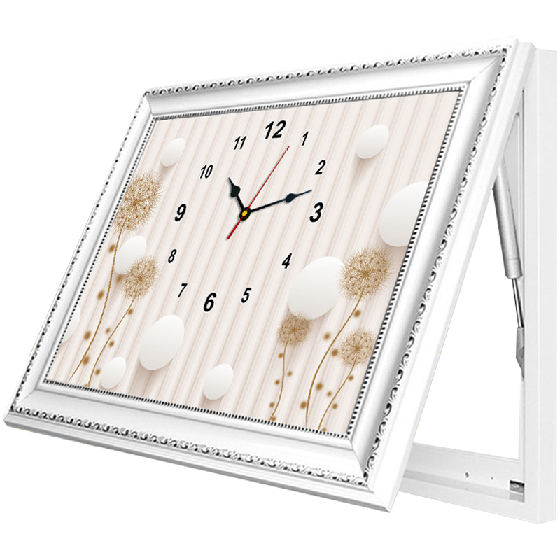 现代简约客厅挂画电表箱装饰画带钟表餐厅遮挡免打孔配电箱盒壁画