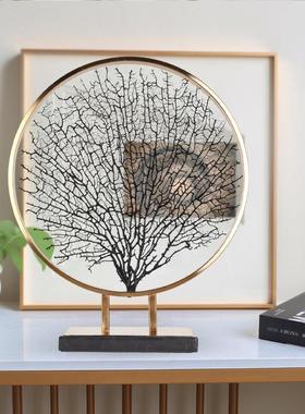 新中式创意珊瑚海树铁艺摆件酒店展厅金属工艺礼品摆饰家用客厅装