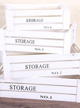 美式乡村复古做旧咖啡色装饰木框收纳木盒摆件橱窗陈列摄影道具