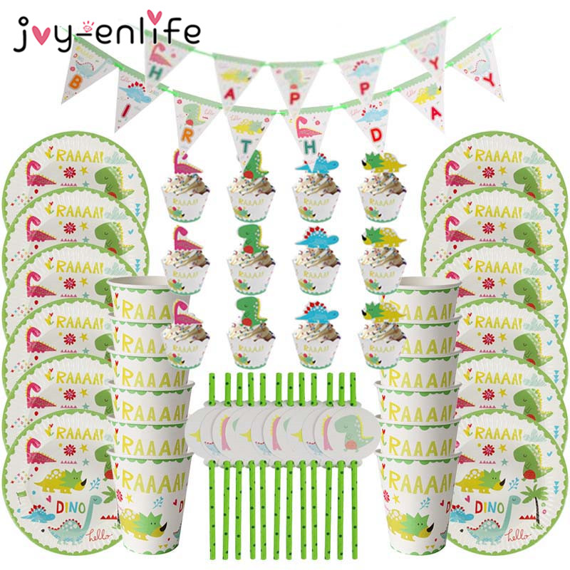 49pcs Dinosaur Theme Party Tableware Set Paper Plate Cup