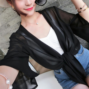 Women Summer Casual Chiffon Shawl Sun Protection Cardigan Bi