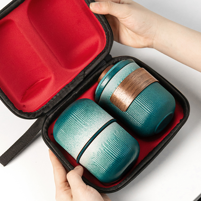 尚言坊旅行茶具套装小套便携式一壶二杯泡茶壶随身快客杯茶杯单人