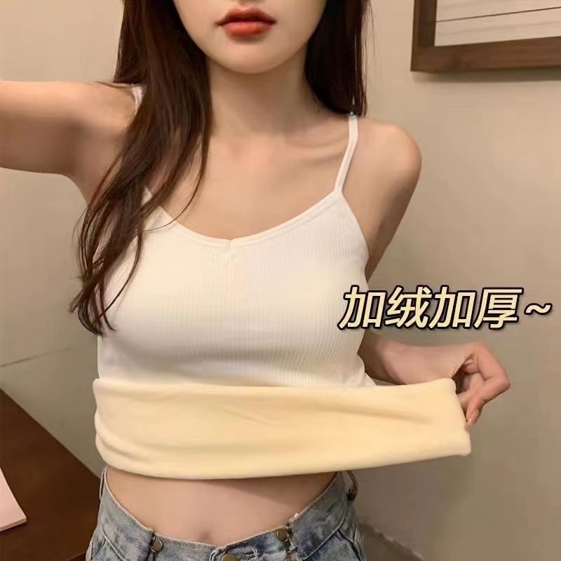 保暖背心女加绒加厚纯棉内搭修身吊带打底衫内衣可外穿上衣秋冬季