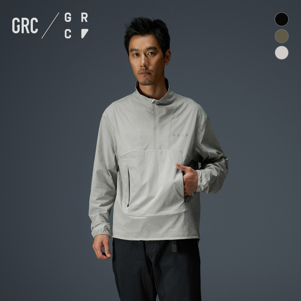 GRC通勤风衣防风防水半开套头