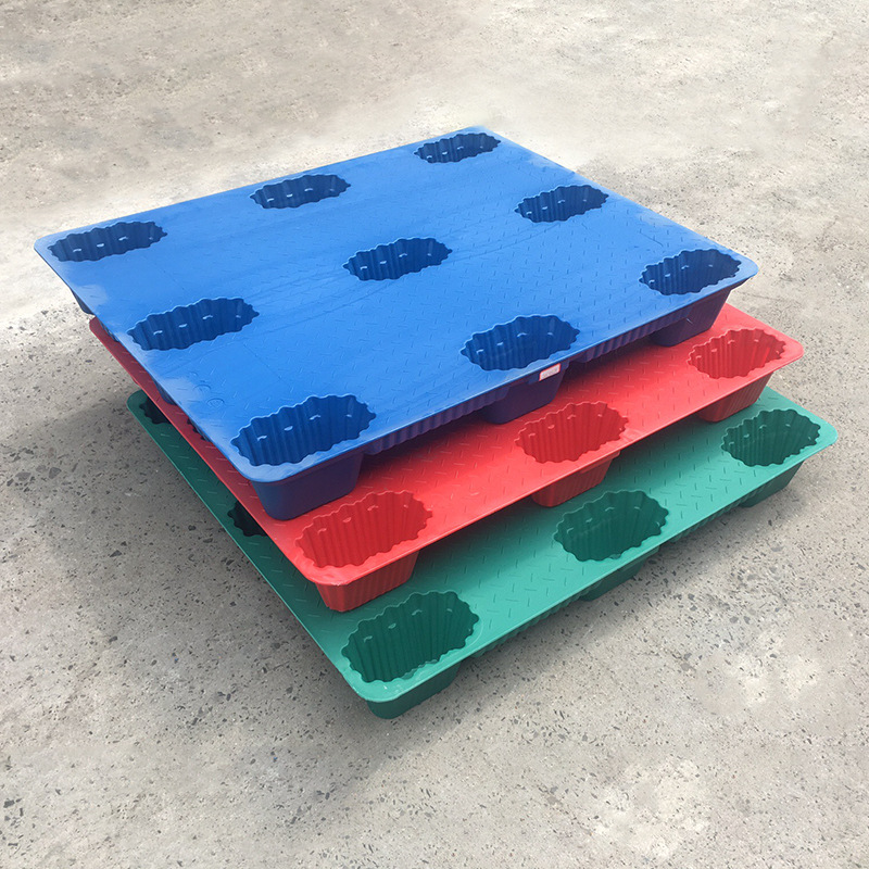 富立卡1212九脚吹塑单面塑料托盘仓储物流塑胶托盘抗冲击叉车托盘