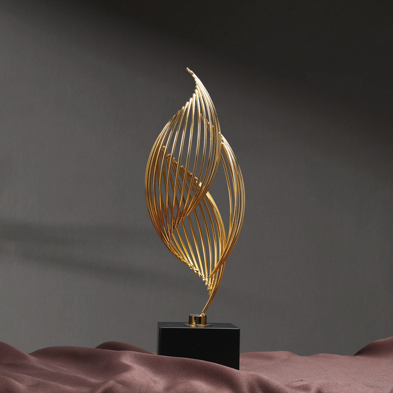 新中式摆件金属风生水起玄关柜餐厅酒店桌面会客室办公室软装饰品